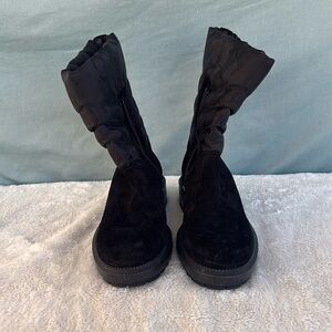 NWOT AQUATALIA LORI SIDE BLACK QUILT PUFFER WINTER SNOW SUEDE BOOT LEATHER Sz 5